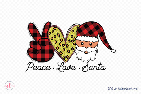 Peace Love Santa, Christmas PNG Sublimation Sublimation CraftLabSVG 