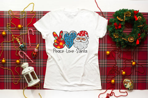 Peace Love Santa - Christmas Sublimation Design Sublimation CraftLabSVG 