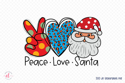 Peace Love Santa - Christmas Sublimation Design Sublimation CraftLabSVG 