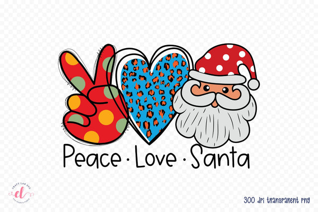 Peace Love Santa - Christmas Sublimation Design Sublimation CraftLabSVG 