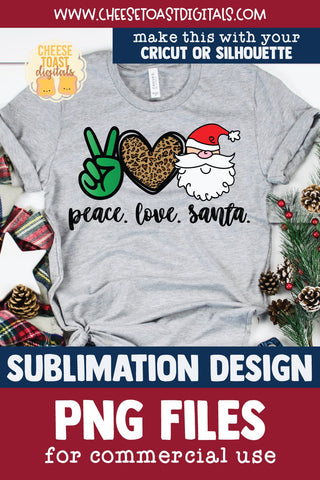 Peace Love Santa | Leopard Christmas Sublimation PNG Sublimation Cheese Toast Digitals 