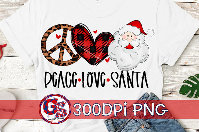 Peace Love Santa PNG for Sublimation-Christmas PNG Sublimation Greedy Stitches 