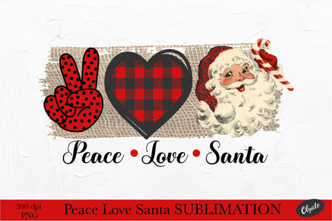 Peace Love Santa Sublimation. Christmas Sublimation PNG Sublimation Olga Terlyanskaya 