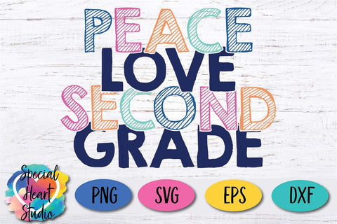 Peace Love Second Grade SVG Special Heart Studio 