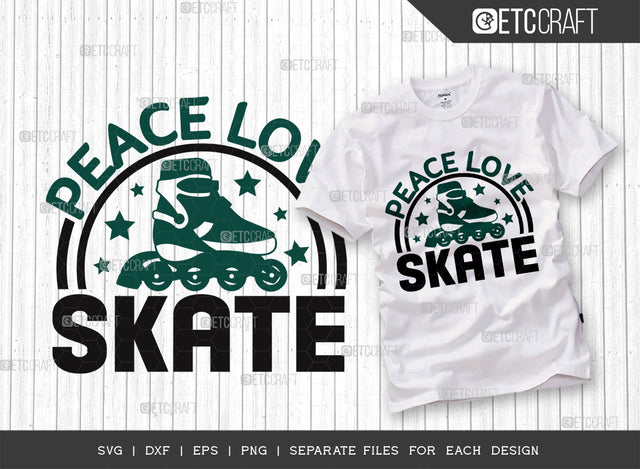 Peace Love Skate SVG Cut File, Roller Derby svg, Roller Skates Svg, Skate Svg, Sports Svg, Roller Skates Quotes, ETC T00271 SVG ETC Craft 