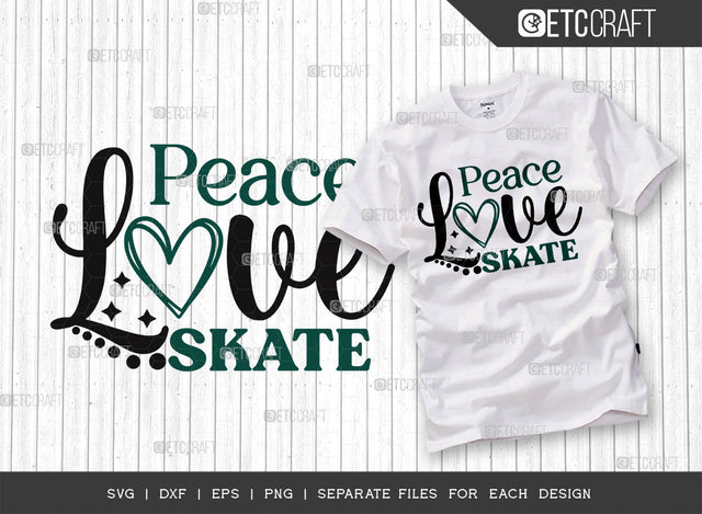Peace Love Skate SVG Cut File, Roller Derby svg, Roller Skates Svg, Skate Svg, Sports Svg, Roller Skates Quotes, ETC T00271 SVG ETC Craft 