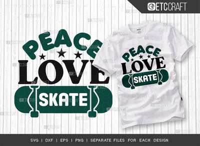 Peace Love Skate SVG Cut File, Roller Derby svg, Roller Skates Svg, Skate Svg, Sports Svg, Roller Skates Quotes, ETC T00271 SVG ETC Craft 