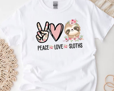 Peace Love Sloth Png Sublimation Download, Sunflower Png, Sublimation Design, Peace Love Png, Peace Love Sunflower, Sloth Png Sublimation BouDesign 