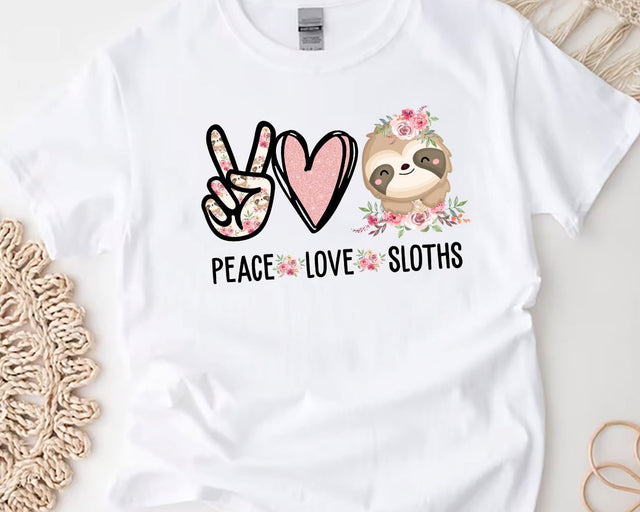 Peace Love Sloth Png Sublimation Download, Sunflower Png, Sublimation Design, Peace Love Png, Peace Love Sunflower, Sloth Png Sublimation BouDesign 