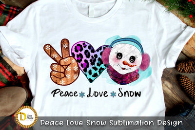Peace Love Snow Sublimation Design -cute snowman-leopard Sublimation Dina.store4art 