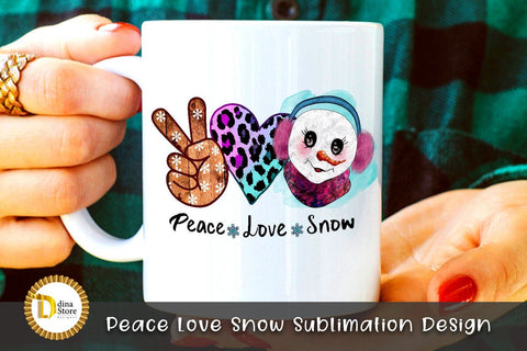 Peace Love Snow Sublimation Design -cute snowman-leopard Sublimation Dina.store4art 