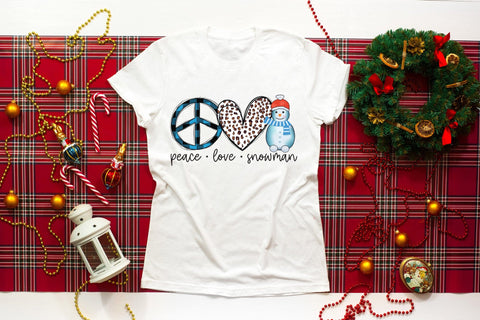 Peace Love Snowman PNG Christmas Sublimation Sublimation CraftLabSVG 