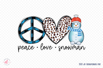 Peace Love Snowman PNG Christmas Sublimation Sublimation CraftLabSVG 