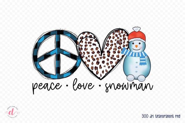 Peace Love Snowman PNG Christmas Sublimation Sublimation CraftLabSVG 