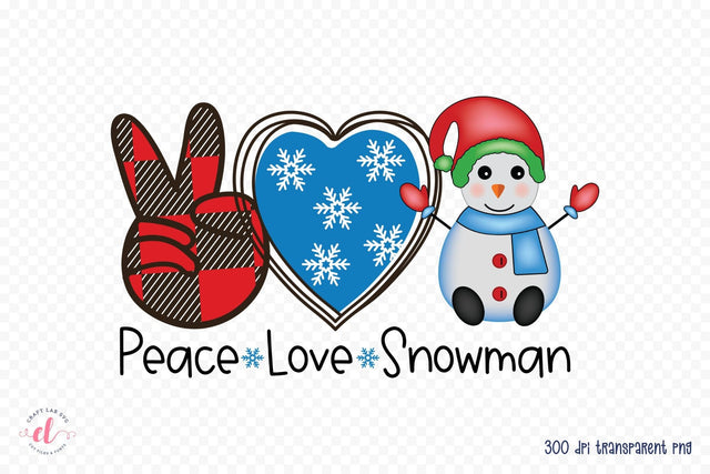 Peace Love Snowman PNG Sublimation Sublimation CraftLabSVG 