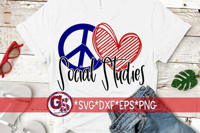 Peace Love Social Studies-SVG DXF EPS PNG SVG Greedy Stitches 