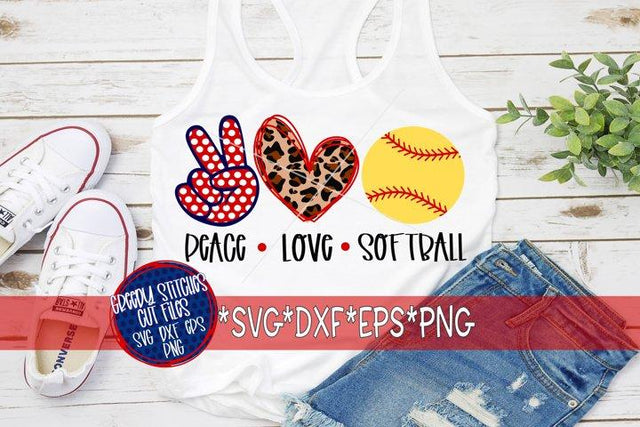 Peace Love Softball SVG DXF EPS PNG SVG Greedy Stitches 