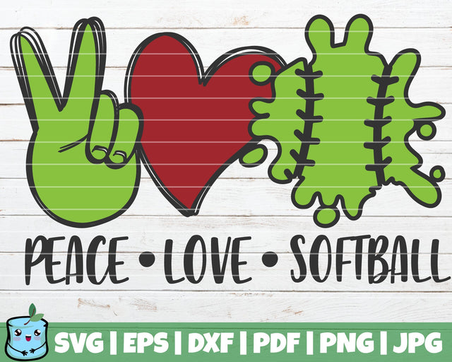 Peace Love Softball SVG MintyMarshmallows 