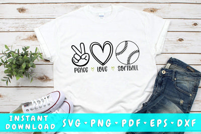 Peace Love Softball SVG SVG HappyDesignStudio 