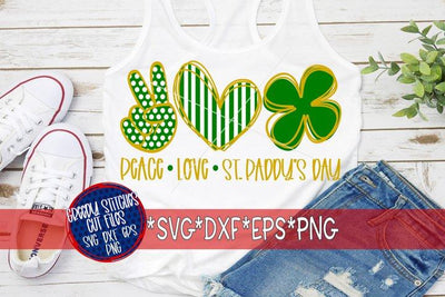 Peace Love St. Paddy's Day SVG DXF EPS PNG SVG Greedy Stitches 
