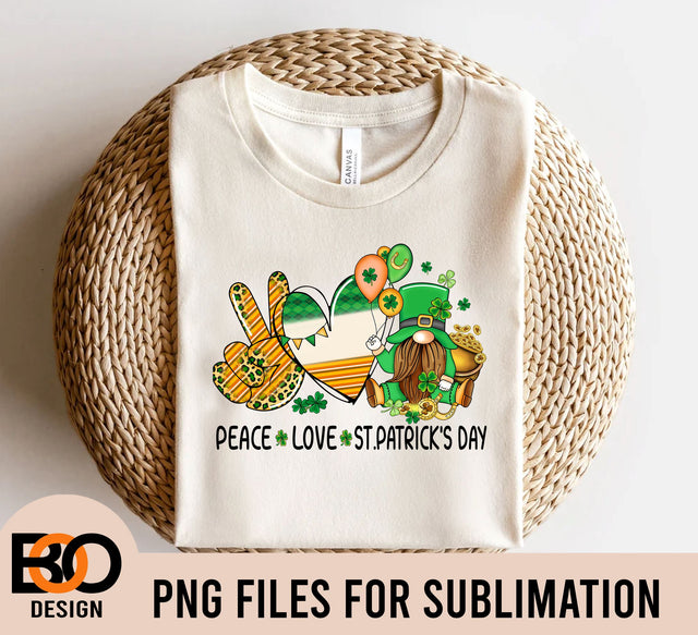 Peace Love St.Patrick's Day, Lucky Sublimation Designs Download, Lucky png, Clover Png, Sublimation Designs Downloads, St.Patrick's Day Png Sublimation BOO-design 