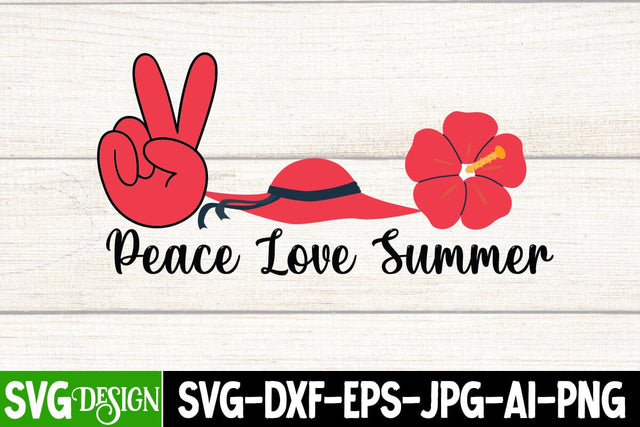Peace Love Summer SVG Cut File,Peace Love Summer SVG Quotes SVG BlackCatsMedia 