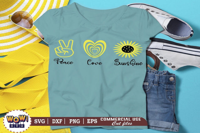 Peace love sunshine svg, Summer svg, Beach svg, Png, Dxf SVG Wowsvgstudio 