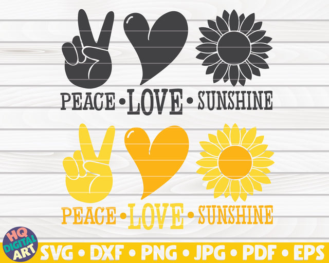 Peace Love Sunshine SVG | Sunflower quote SVG SVG HQDigitalArt 