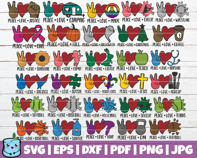 Peace Love SVG Bundle SVG MintyMarshmallows 