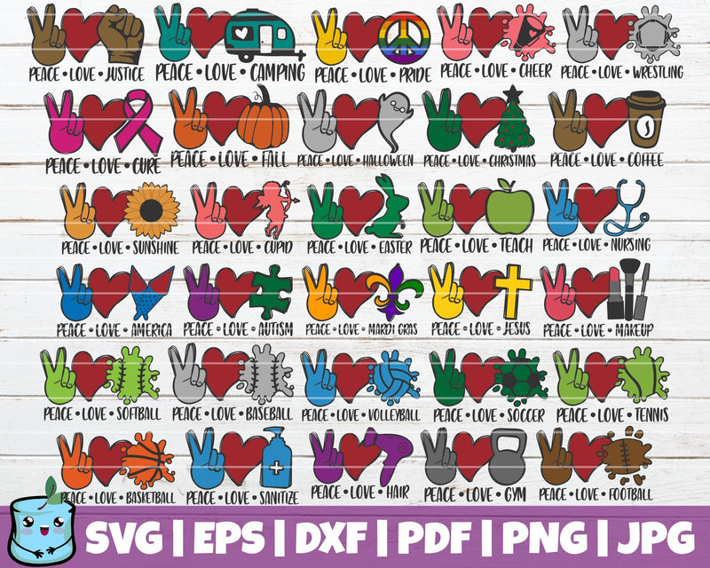 Peace Love SVG Bundle SVG MintyMarshmallows 