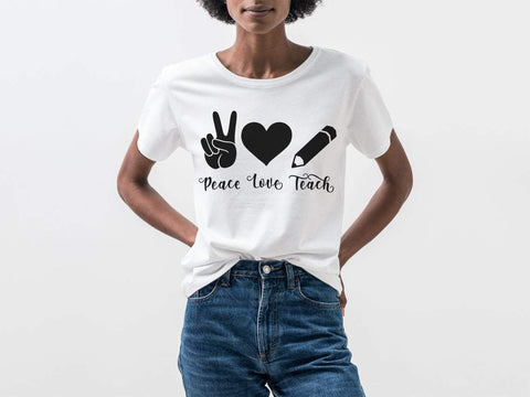 Peace Love Teach svg, Teacher svg, pencil svg, teacher shirt svg SVG CutLeafSvg 