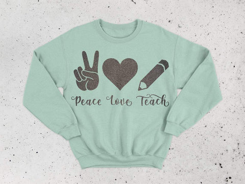 Peace Love Teach svg, Teacher svg, pencil svg, teacher shirt svg SVG CutLeafSvg 