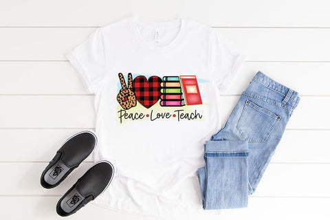 Peace Love Teach - Teacher Sublimation Design Sublimation CraftLabSVG 