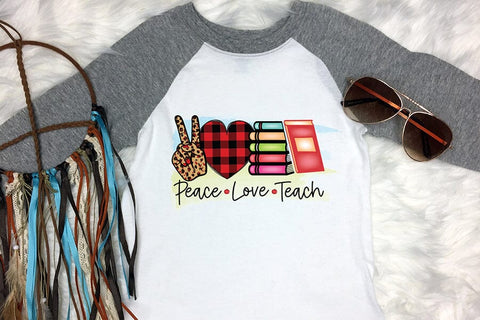 Peace Love Teach - Teacher Sublimation Design Sublimation CraftLabSVG 