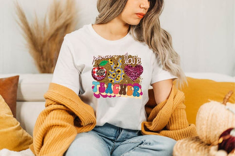 Peace Love Teacher Sublimation SVGArt 