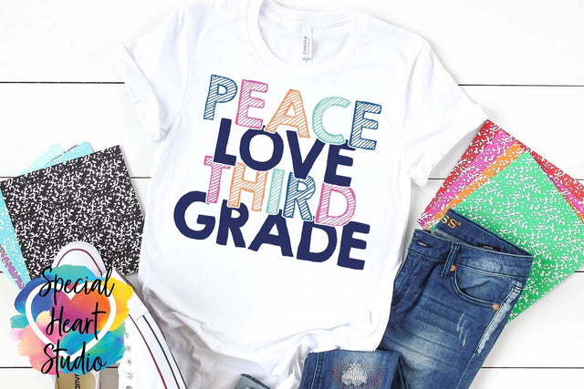 Peace Love Third Grade SVG Special Heart Studio 