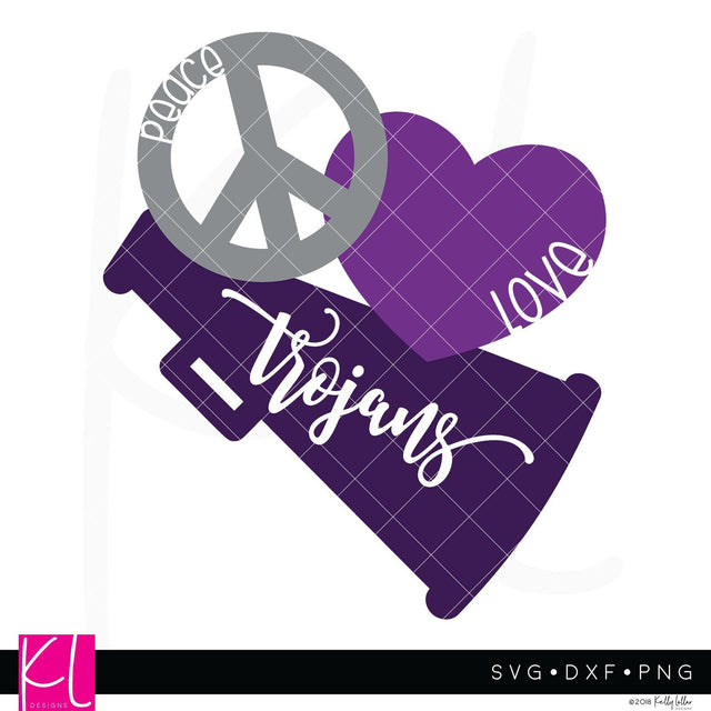 Peace Love Trojans SVG Kelly Lollar Designs 