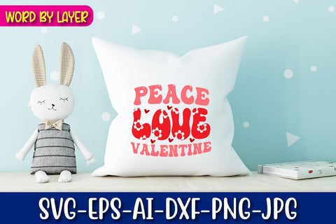 Peace Love Valentine Retro Valentine's Day Design SVG Blessedprint 