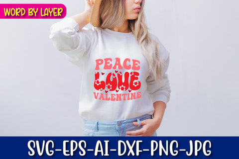 Peace Love Valentine Retro Valentine's Day Design SVG Blessedprint 