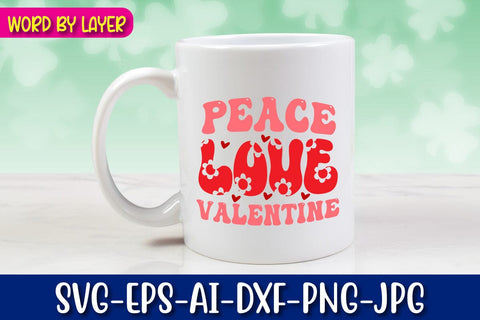 Peace Love Valentine Retro Valentine's Design SVG Blessedprint 