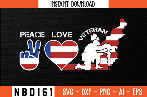 peace love veteran T-Shirt Design SVG Nbd161 