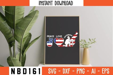 peace love veteran T-Shirt Design SVG Nbd161 