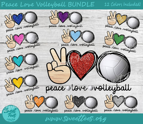 Peace Love Volleyball BUNDLE Sublimation Waterslide Sublimation Sweet Tees 