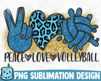 Peace Love Volleyball Sublimation Design Sublimation MintyMarshmallows 