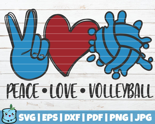 Peace Love Volleyball SVG MintyMarshmallows 