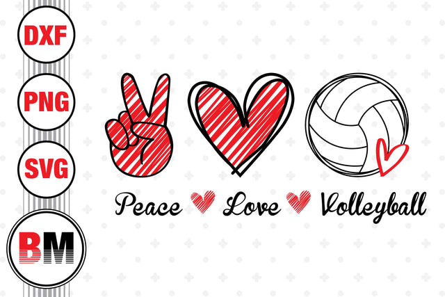 Peace Love Volleyball SVG, PNG, DXF Files SVG BMDesign 
