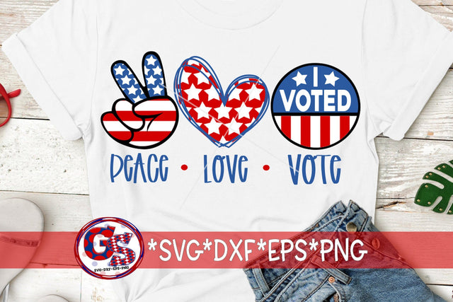 Peace Love Vote SVG DXF EPS PNG-Election SVG SVG Greedy Stitches 