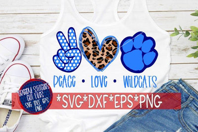 Peace Love Wildcats SVG DXF EPS PNG SVG Greedy Stitches 