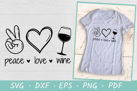 Peace Love Wine | Wine SVG | Wine Quote SVG SVG Irina Ostapenko 