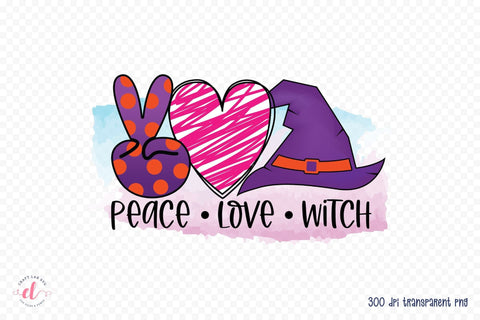 Peace Love Witch | Halloween Witch PNG Sublimation CraftLabSVG 